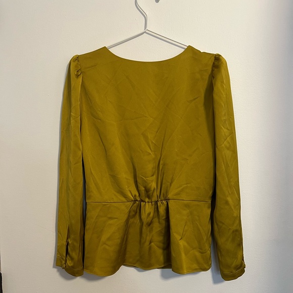 J. Crew Long Sleeve Satin Crepe Peplum Blouse in Chartreuse - Picture 8 of 11